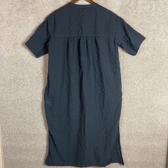 Everlane The Caftan Dress Size Medium M Black Organic Cotton Textured Oversized - Picture 10 of 11